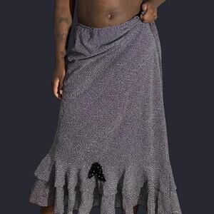 Grey and black midi skirt